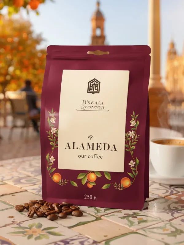 Café Alameda de D'Sevilla servido en una terraza de la Alameda de Hércules