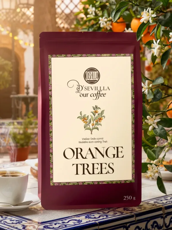 Café Naranjos de D'Sevilla servido entre naranjos y azahar